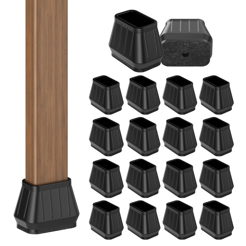 Violibar 24PCS Rectangular Chair Leg Floor Protectors for Hardwood Floors, Thicken Rubber Chair Leg Cap Covers, Non Slip Furniture Leg Pads to Protect Wood Tile Floors from Scratches and Reduce Noise - Image 1
